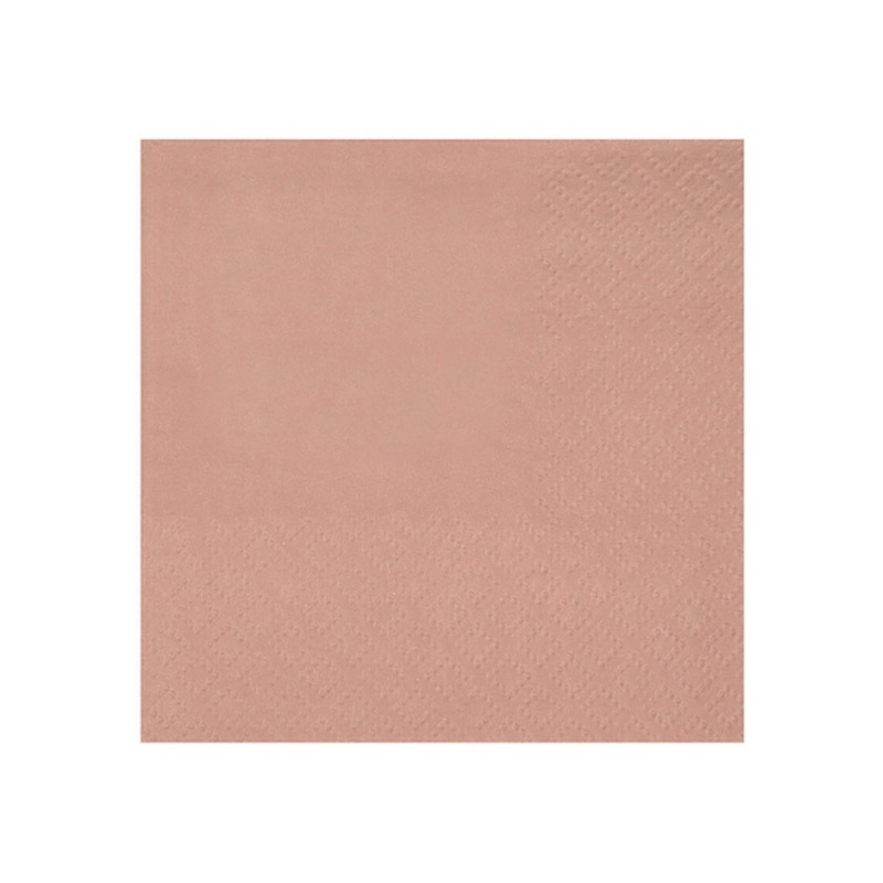 Rose Gold Small Compostable Beverage Paper Party Napkins, 25 Count