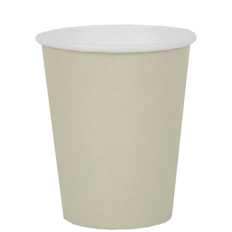 Sand Beige Compostable Party Paper Cups, 9 Oz, 10 Count