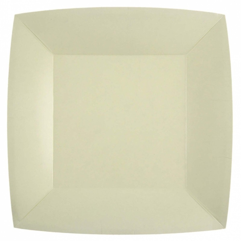 Sand Beige Large Square Compostable Lunch Party Paper Plates, 9 Inches, 10 Count