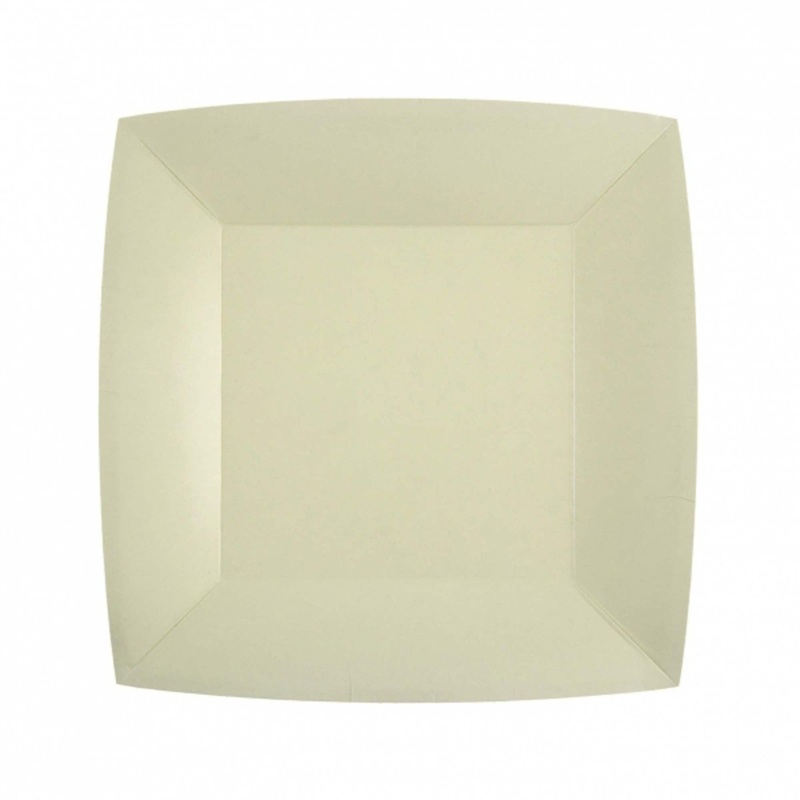 Sand Beige Small Square Compostable Dessert Party Paper Plates, 7 Inches, 10 Count
