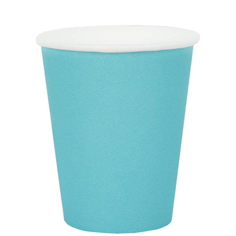 Sky Blue Compostable Party Paper Cups, 9 Oz, 10 Count
