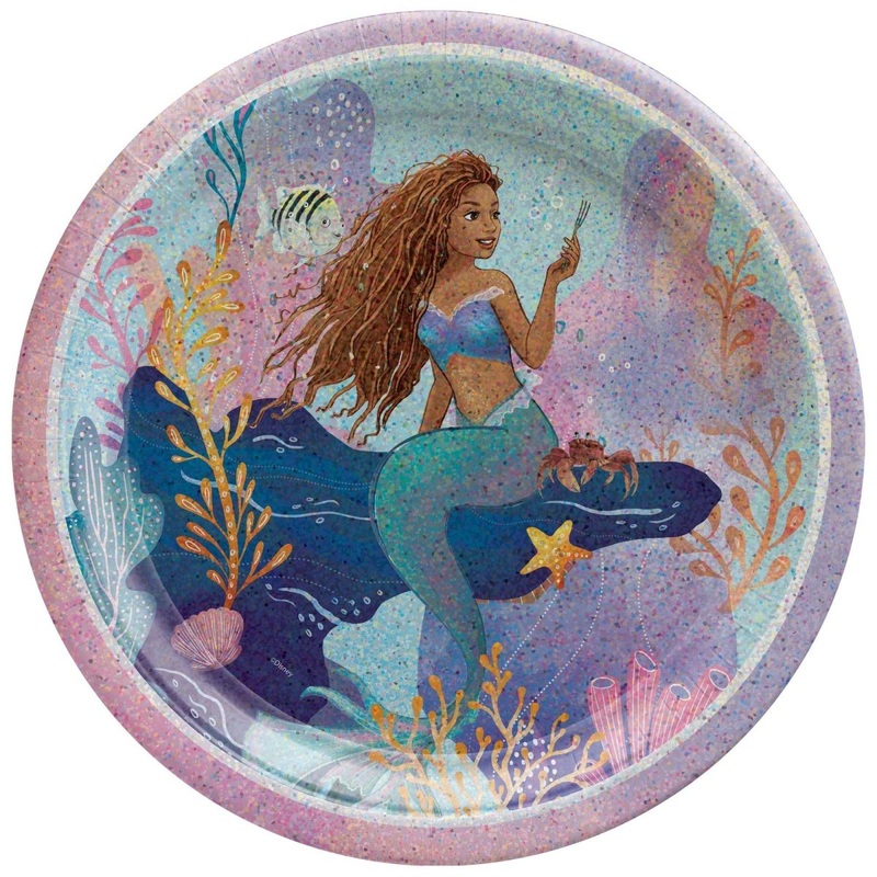 The Little Mermaid Birthday Large Round Lunch Paper Plates, 9 Inches, 8 Count