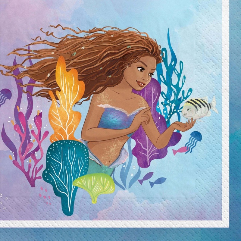 The Little Mermaid Birthday Small Beverage Napkins, 16 Count