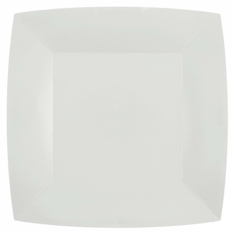 White Large Square Compostable Lunch Party Paper Plates, 9 Inches, 10 Count