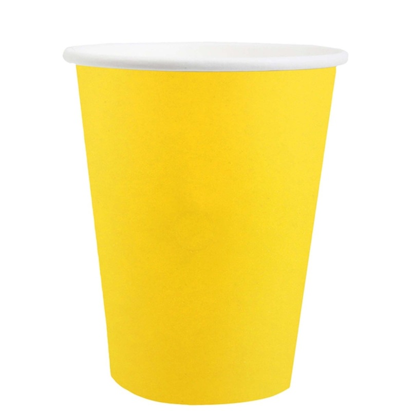 Yellow Compostable Party Paper Cups, 9 Oz, 10 Count