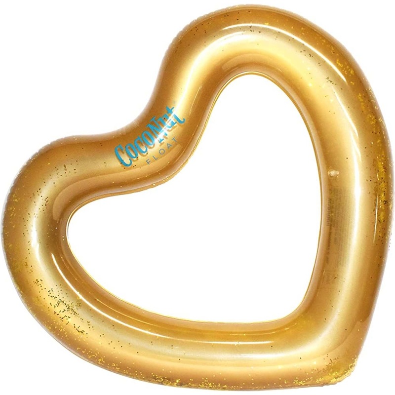 Gold Glitter Heart Pool Float, 40 x 48 Inches, 1 Count