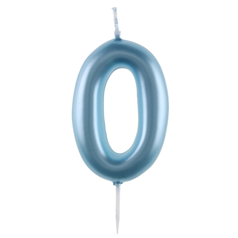 Light Blue Number 0 Birthday Candle, 1 Count