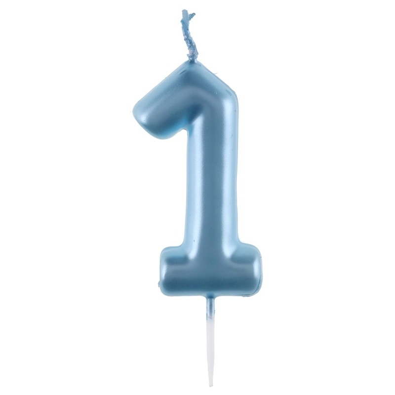 Light Blue Number 1 Birthday Candle, 1 Count