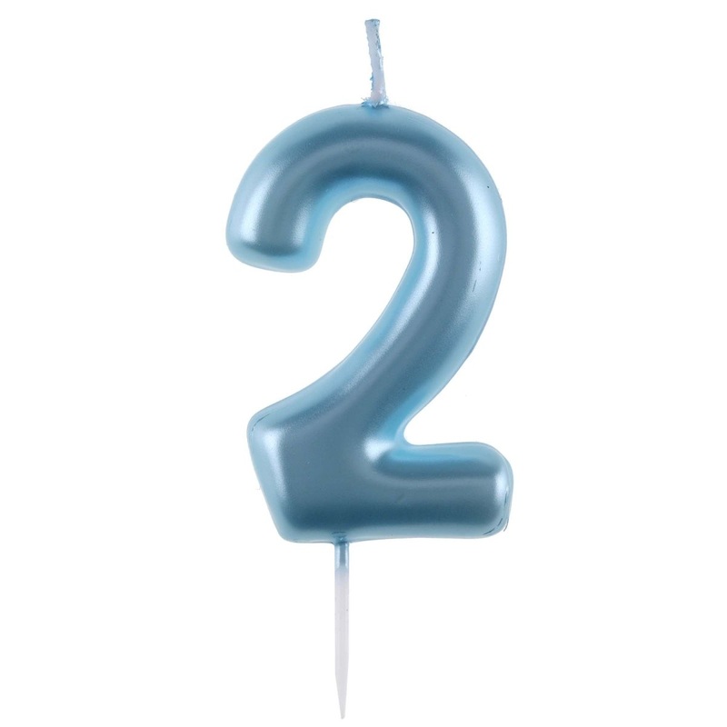 Light Blue Number 2 Birthday Candle, 1 Count