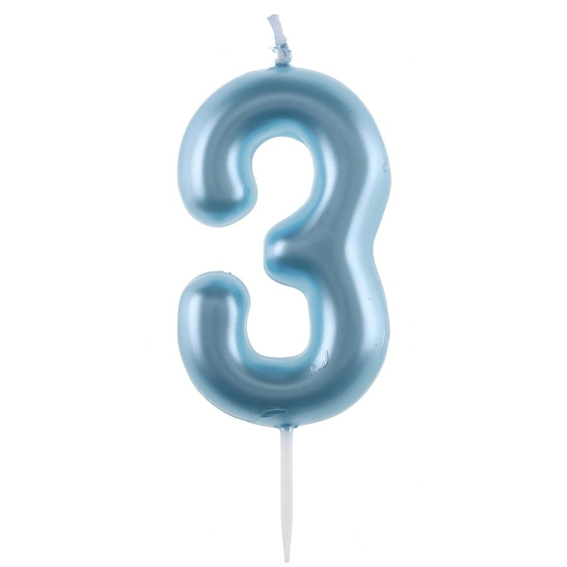 Light Blue Number 3 Birthday Candle, 1 Count