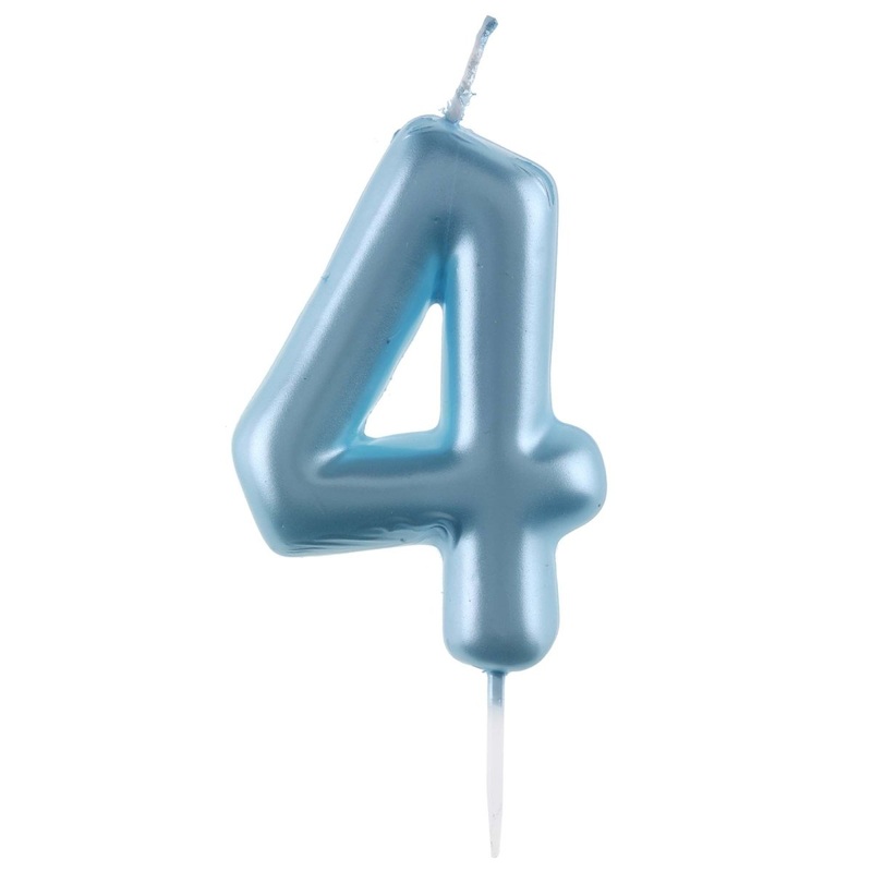 Light Blue Number 4 Birthday Candle, 1 Count