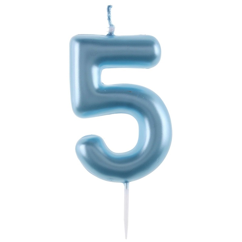 Light Blue Number 5 Birthday Candle, 1 Count