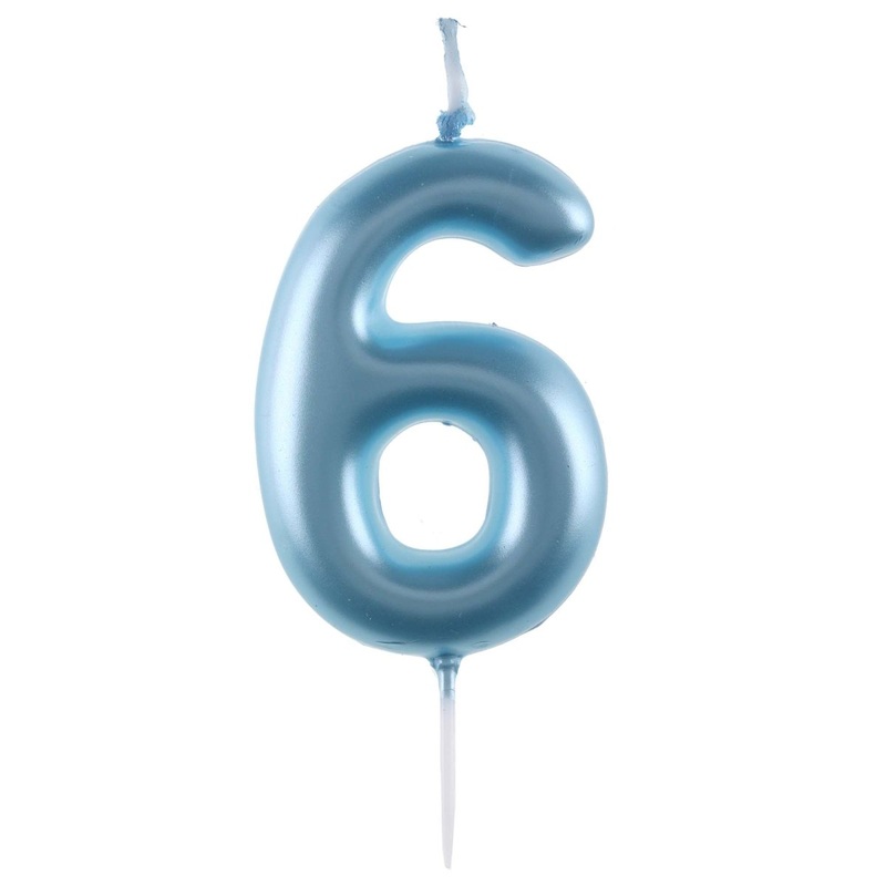 Light Blue Number 6 Birthday Candle, 1 Count