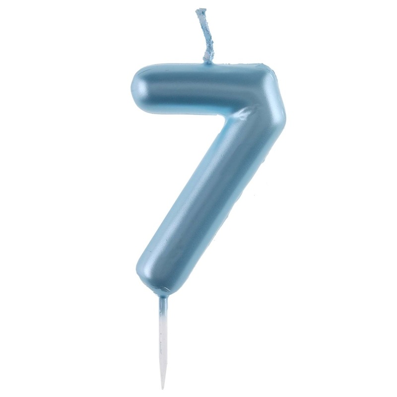 Light Blue Number 7 Birthday Candle, 1 Count