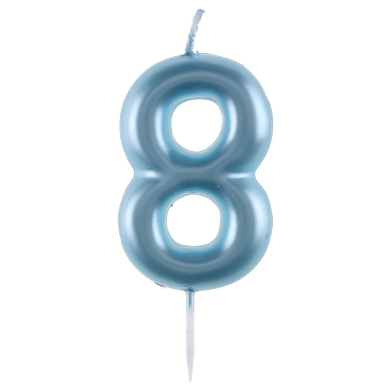 Light Blue Number 8 Birthday Candle, 1 Count