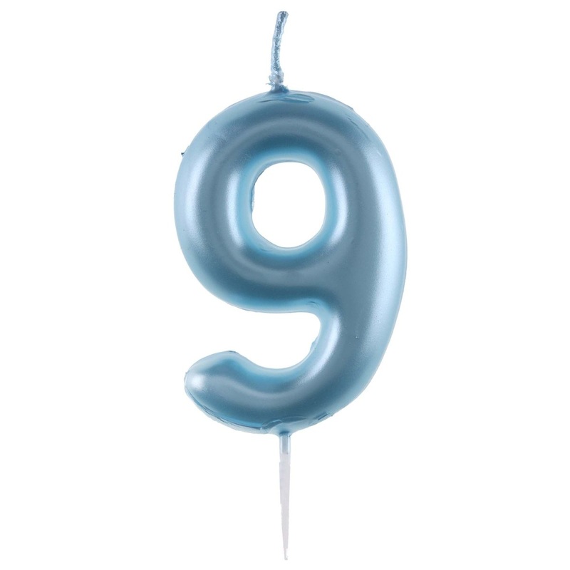 Light Blue Number 9 Birthday Candle, 1 Count