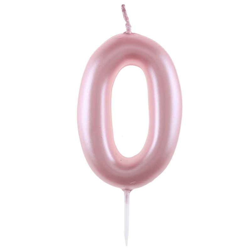 Light Pink Number 0 Birthday Candle, 1 Count