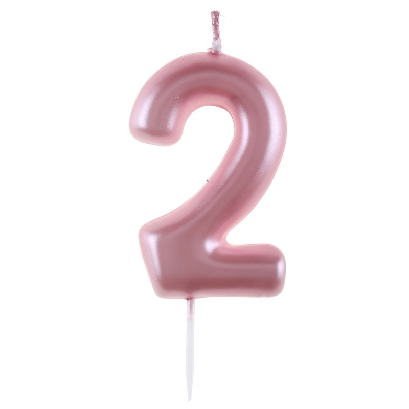 Light Pink Number 2 Birthday Candle, 1 Count