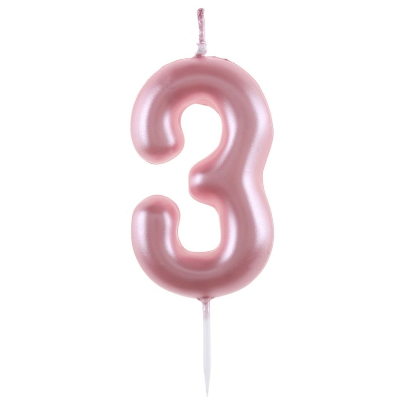 Light Pink Number 3 Birthday Candle, 1 Count