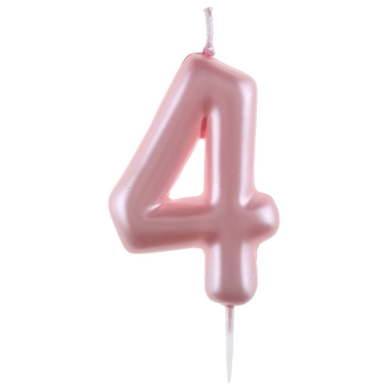 Light Pink Number 4 Birthday Candle, 1 Count