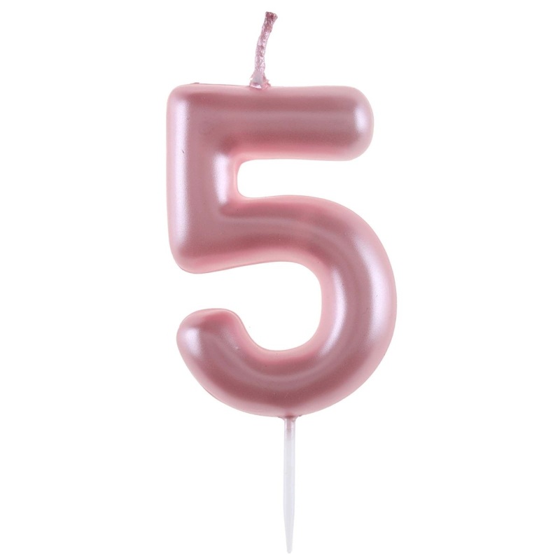 Light Pink Number 5 Birthday Candle, 1 Count