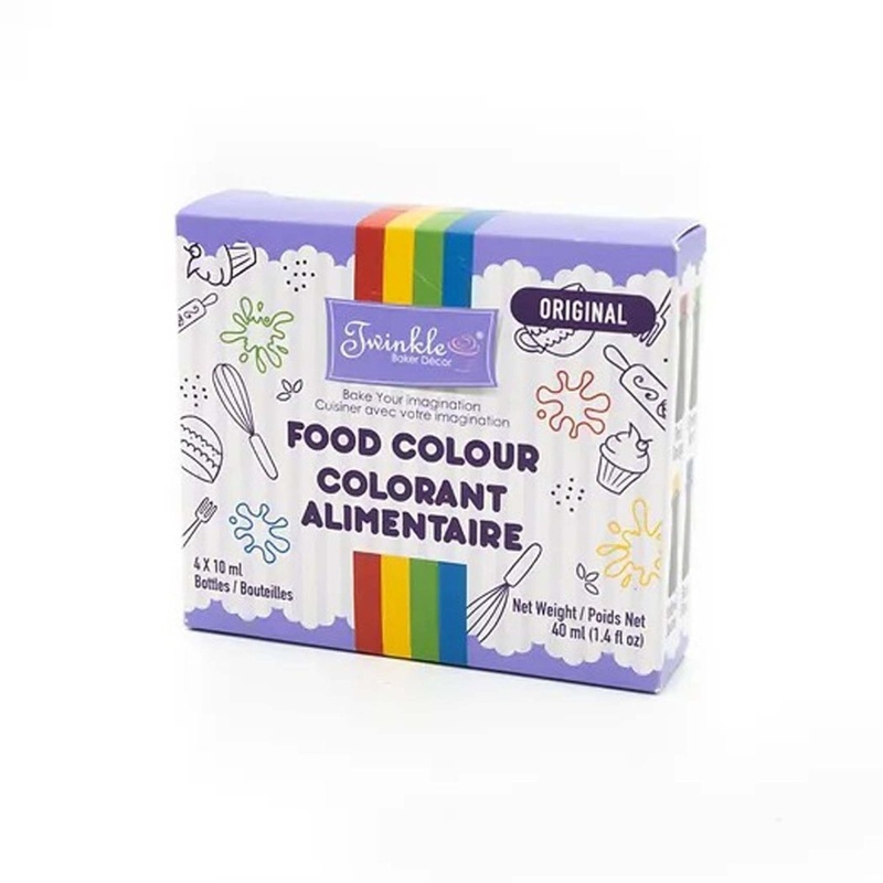 Original Food Coloring, Red, Yellow, Green and Blue, 10 ml, 4 Count