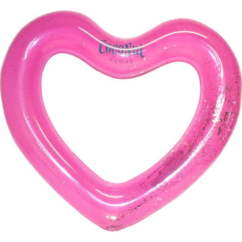 Pink Glitter Heart Pool Float, 40 x 48 Inches, 1 Count