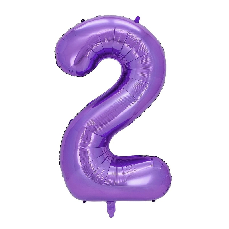 Purple Number 2 Supershape Foil Balloon, 40 Inches, 1 Count