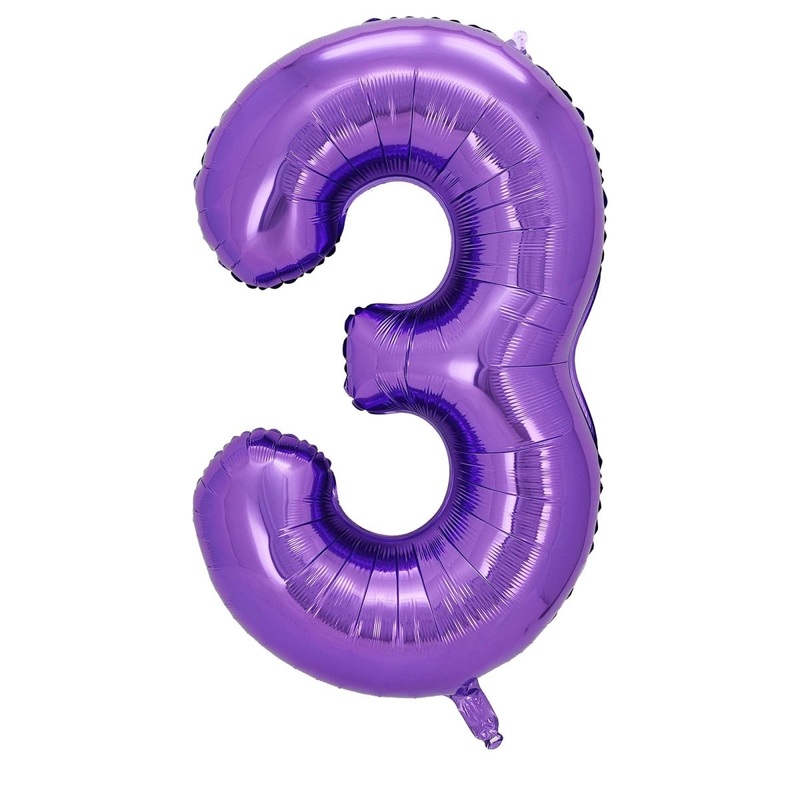 Purple Number 3 Supershape Foil Balloon, 40 Inches, 1 Count