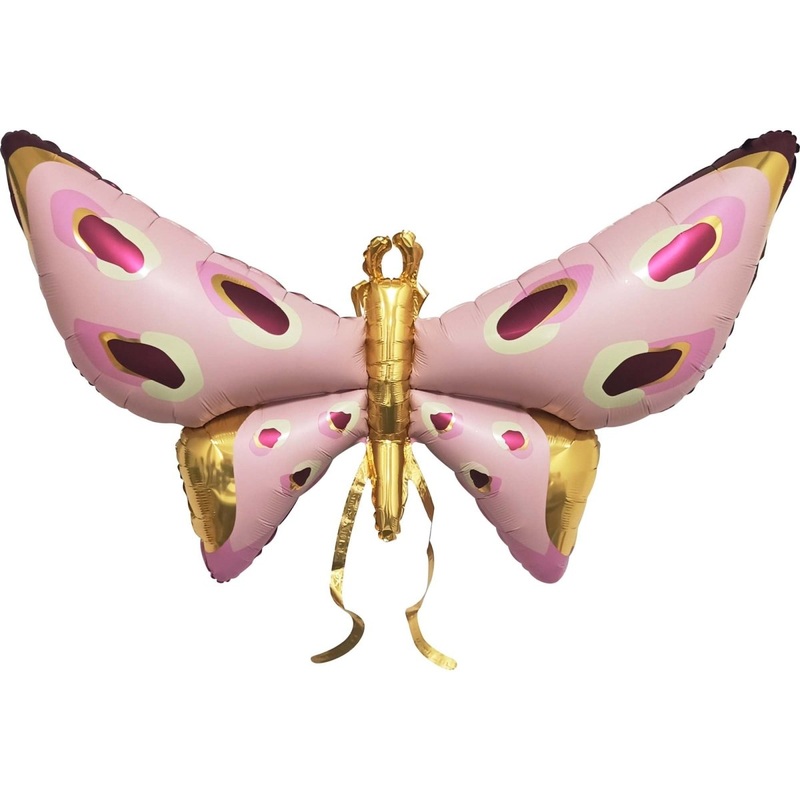Rose Gold Deluxe Butterfly Wings Supershape Balloon, 1 Count