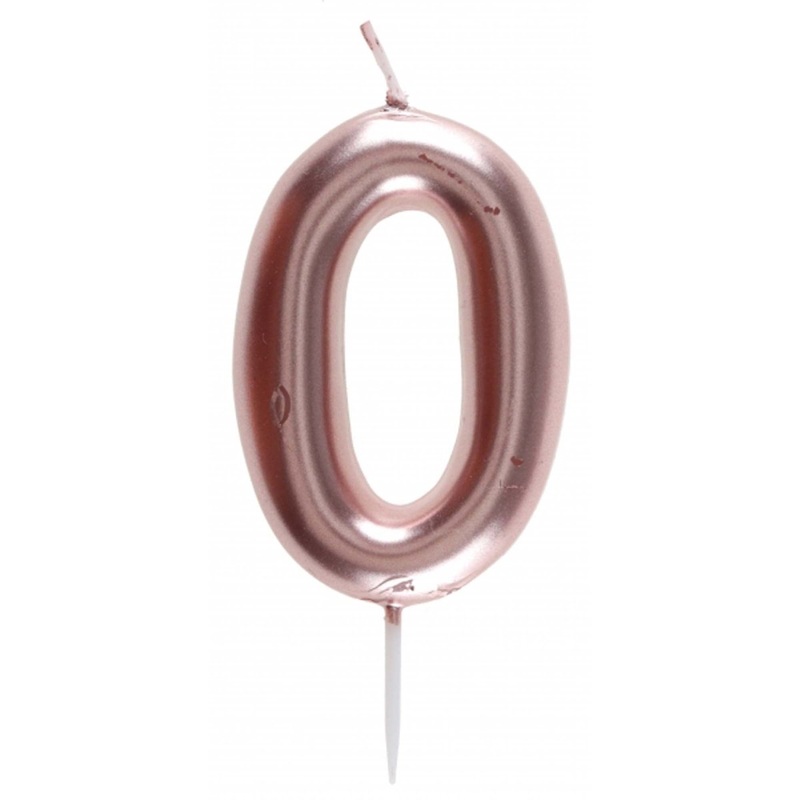 Rose Gold Number 0 Birthday Candle, 1 Count