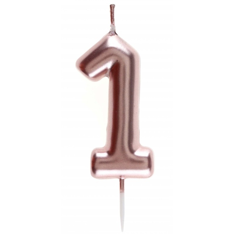 Rose Gold Number 1 Birthday Candle, 1 Count