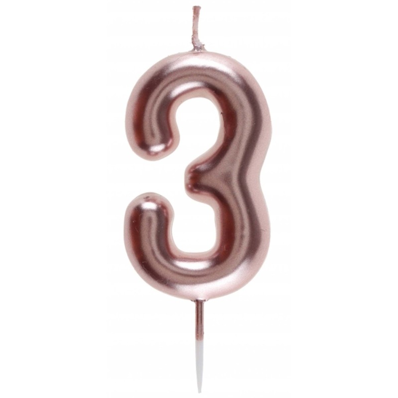 Rose Gold Number 3 Birthday Candle, 1 Count