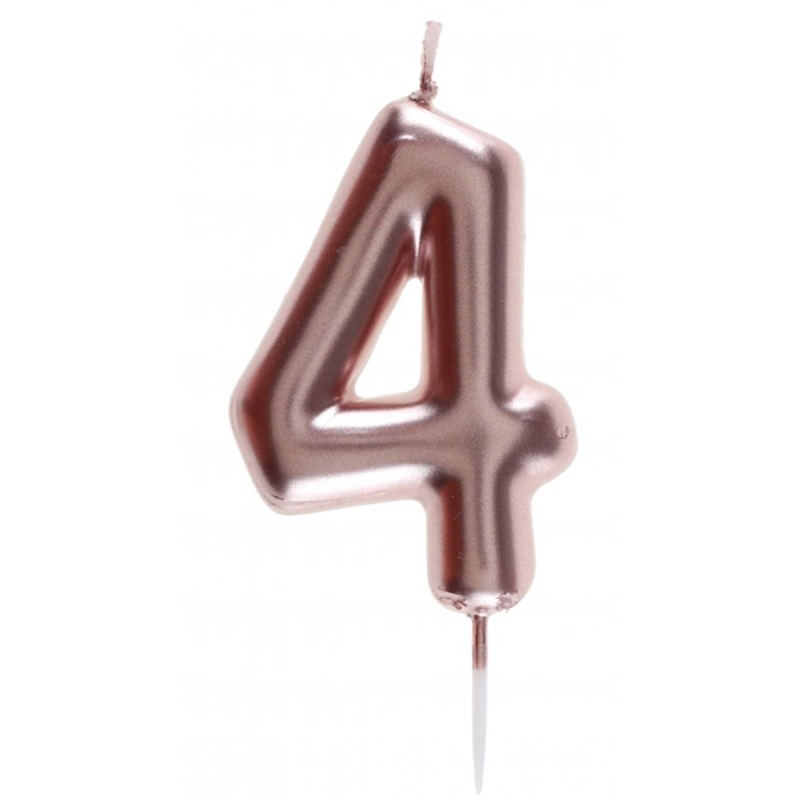 Rose Gold Number 4 Birthday Candle, 1 Count