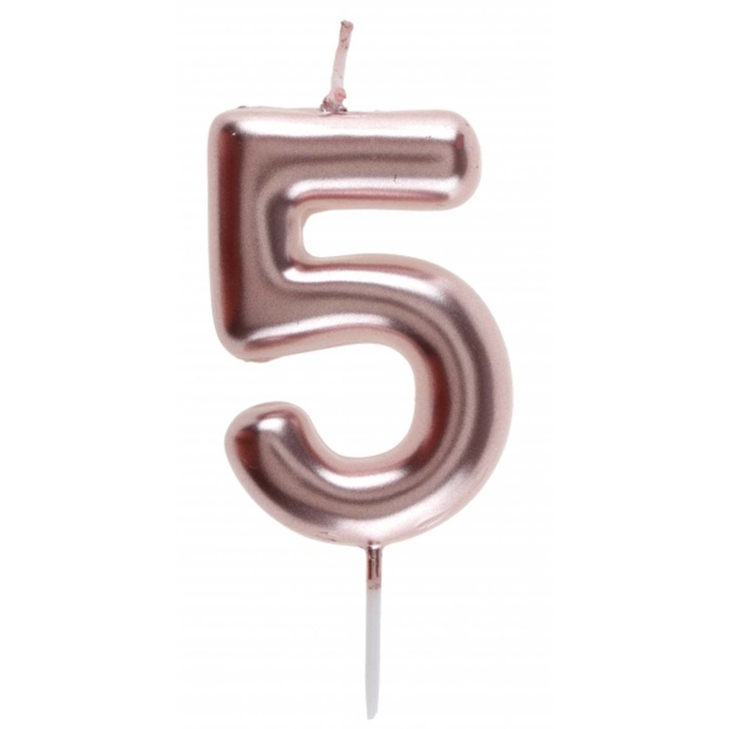 Rose Gold Number 5 Birthday Candle, 1 Count
