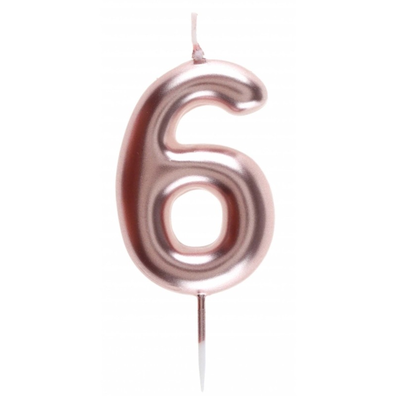 Rose Gold Number 6 Birthday Candle, 1 Count