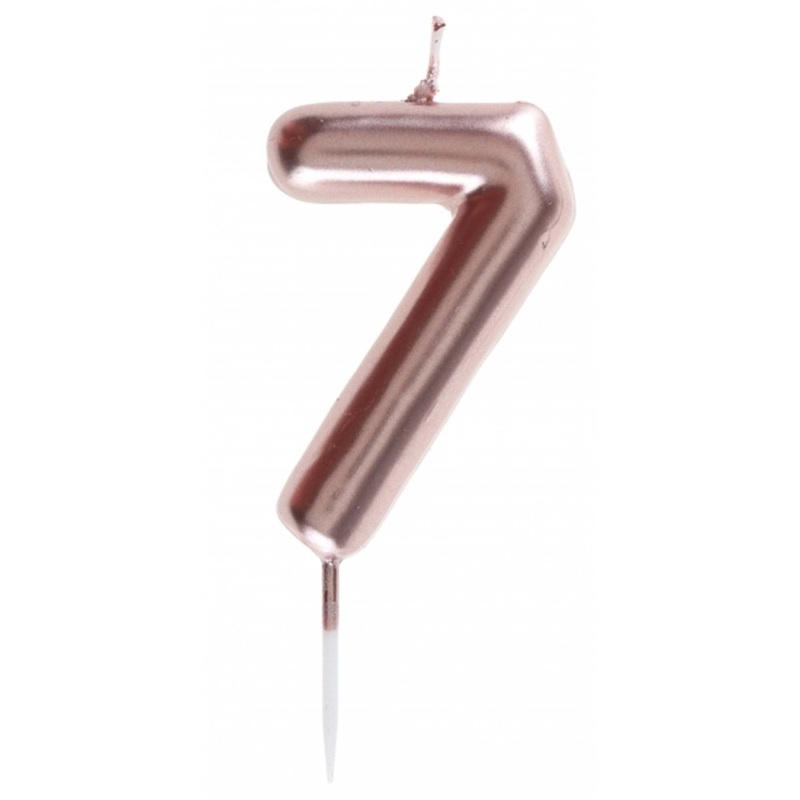 Rose Gold Number 7 Birthday Candle, 1 Count