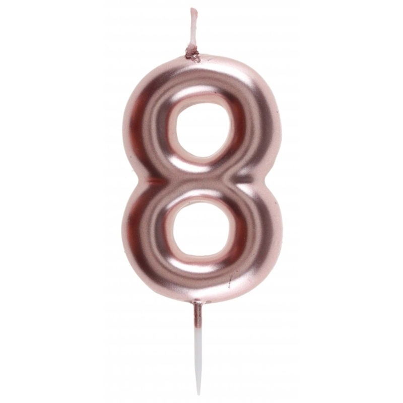 Rose Gold Number 8 Birthday Candle, 1 Count