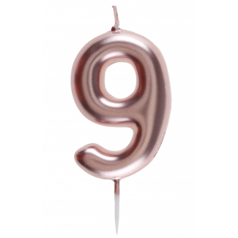 Rose Gold Number 9 Birthday Candle, 1 Count