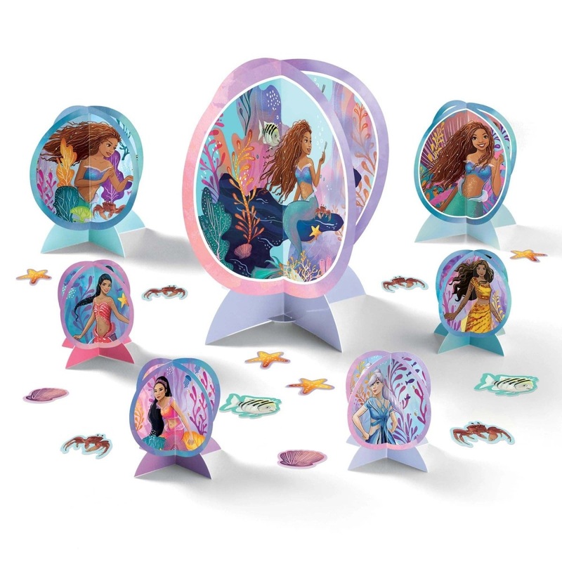 The Little Mermaid Birthday Paper Table Centerpiece Decoration Kit, 1 Count