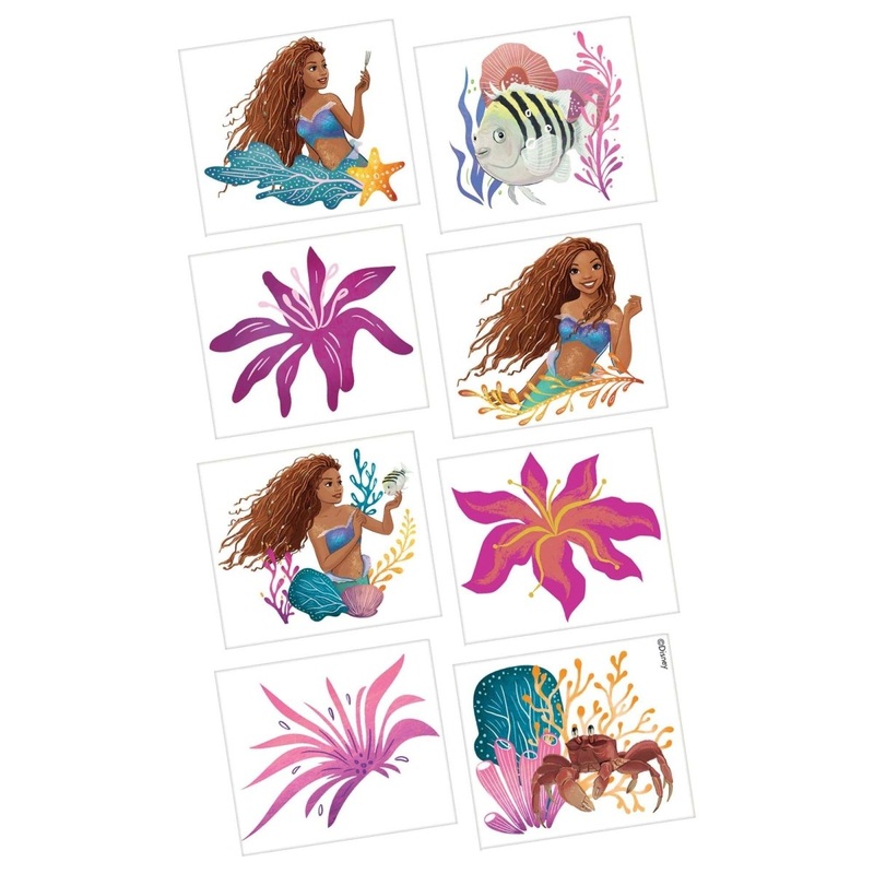 The Little Mermaid Temporary Tattoo Favours, 2 x 1 3/4 Inches, 8 Count