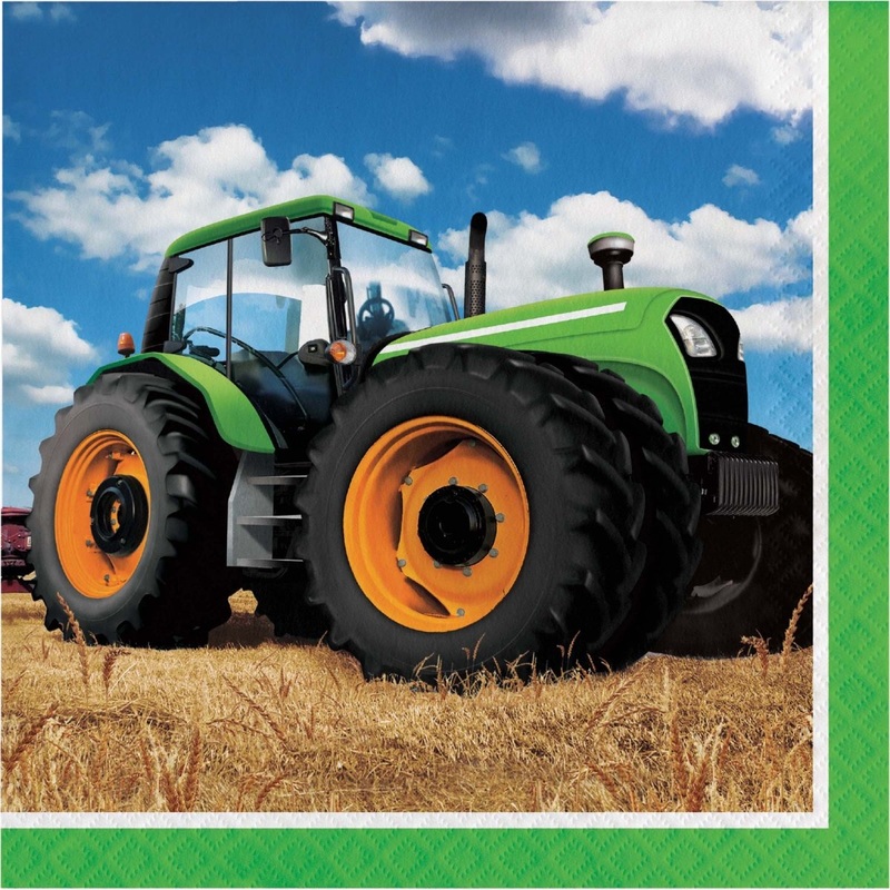 Tractor Time Birthday Large Lunch Napkins, 16 Count