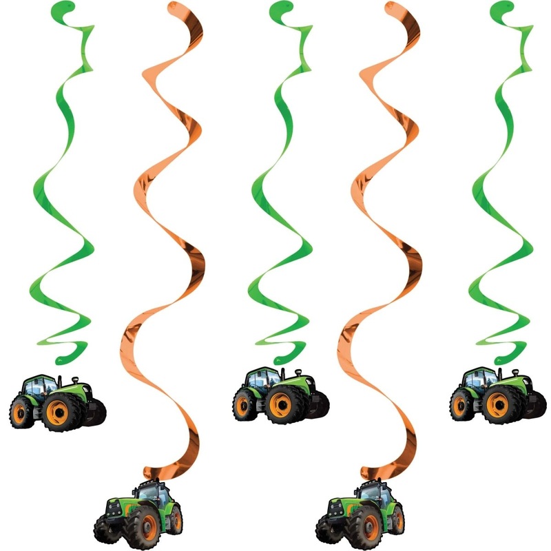 Tractor Time Birthday Spiral Decoration Kit with Cutouts, 5 Count
