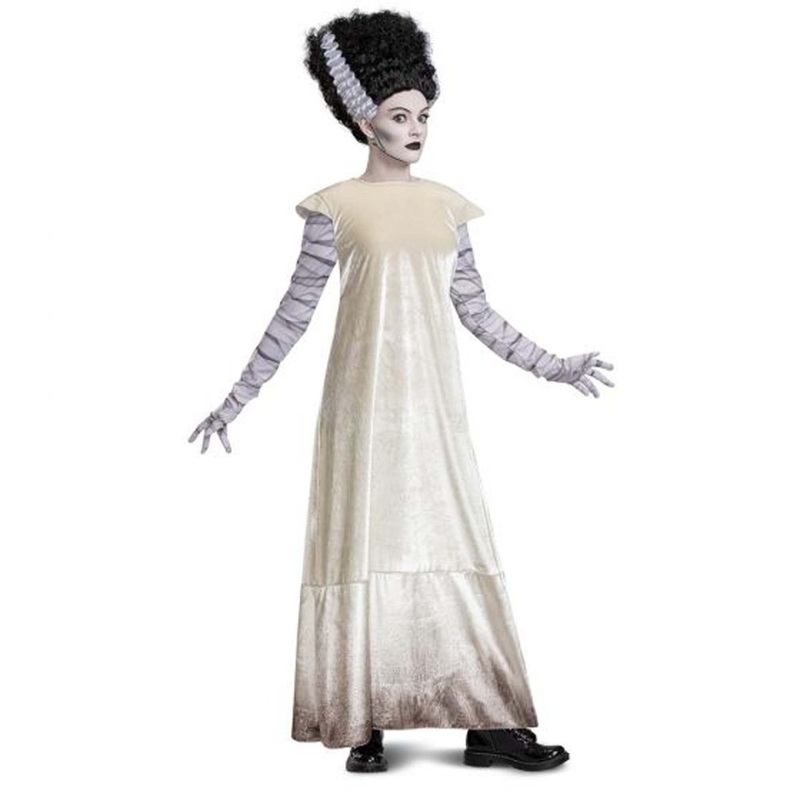 Bride of Frankenstein Deluxe Costume for Adults, White Dress S