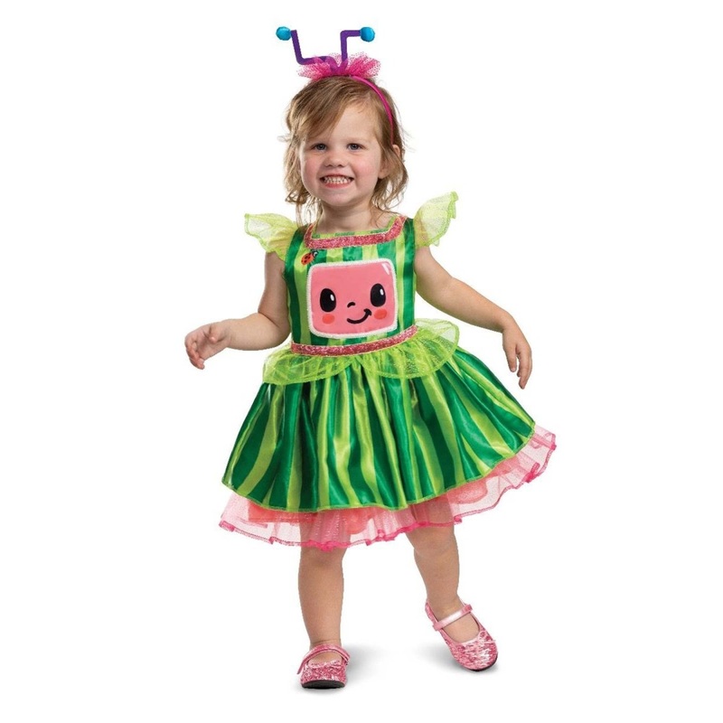 Cocomelon Deluxe Dress Costume for Toddlers, Green Striped Dress 2T