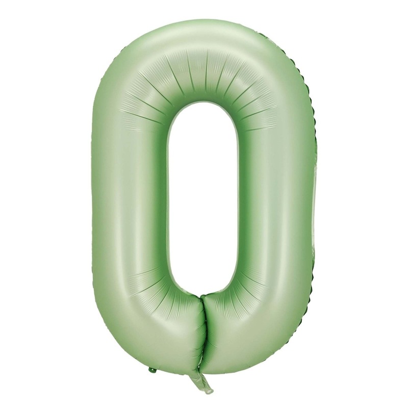 Eucalyptus Matte Green Number 0 Supershape Foil Balloon, 40 Inches, 1 Count