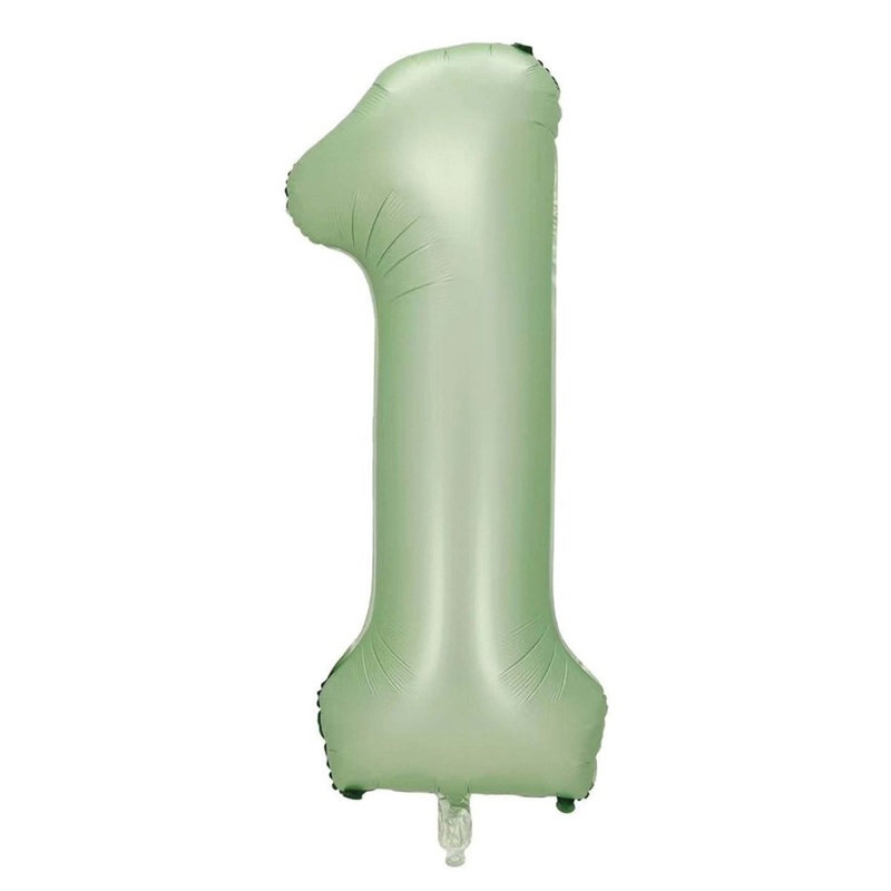 Eucalyptus Matte Green Number 1 Supershape Foil Balloon, 40 Inches, 1 Count