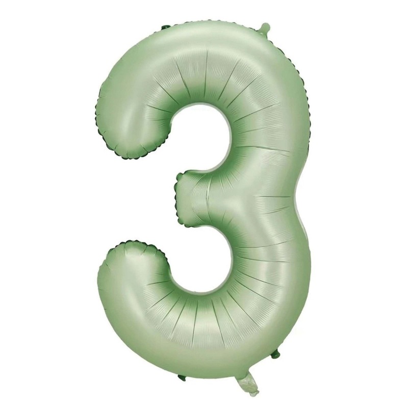 Eucalyptus Matte Green Number 3 Supershape Foil Balloon, 40 Inches, 1 Count