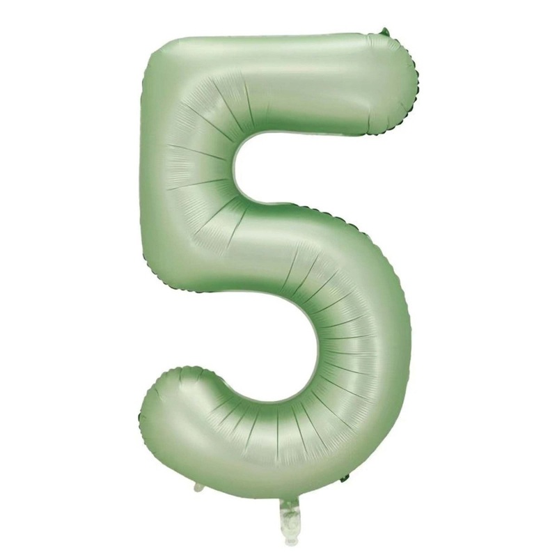 Eucalyptus Matte Green Number 5 Supershape Foil Balloon, 40 Inches, 1 Count
