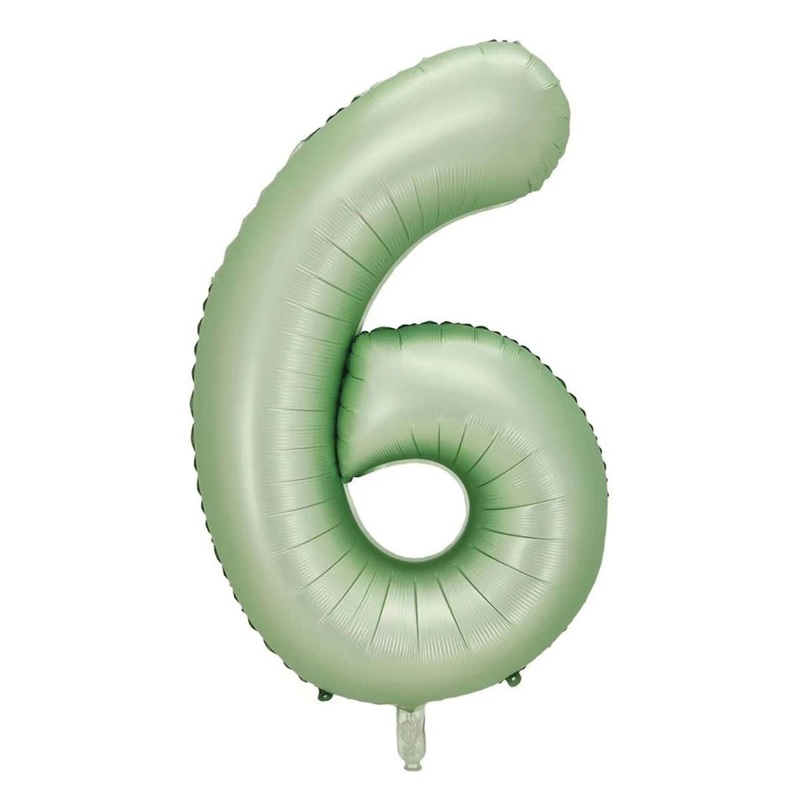 Eucalyptus Matte Green Number 6 Supershape Foil Balloon, 40 Inches, 1 Count